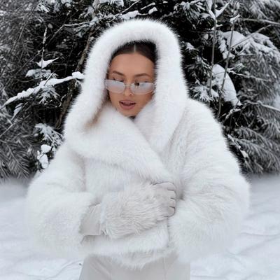 Womens Faux Fur Hooded Coat Short Loose Streetwear Jacket With Pockets Fall 2026