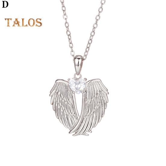 Angel Wings Necklace Rhinestone Hug Guardian Wings Pendant Necklace Zircon Birthstone Jewelry Gift for Her