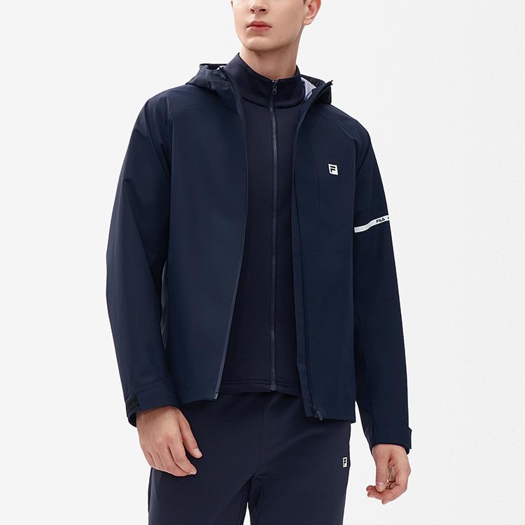 Fila Athletics Logo Hooded Detachable Jacket Men Jackets Dark-Blue A11M241704FNV