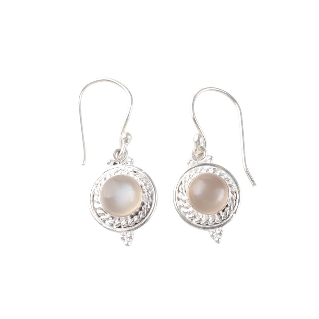 Rare Peach Moonstone Gemstone 925 Sterling Silver Jewelry Handmade Earrings1.43" EE-117-29
