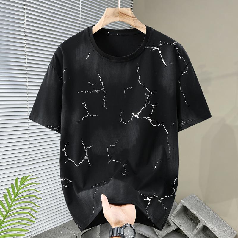 Men's Plus Size Cracked Print T-Shirt – Tie Dye Short Sleeve Casual Tee (Sizes 5XL-11XL) Lightweight Summer Top