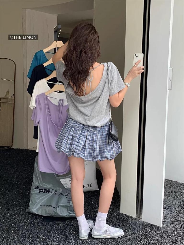 Autumn 2025 Women's Plaid Ruffle A-Line High Waist Slimming Short Skirt, Anti-Exposure