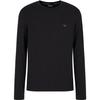 Round Neck Solid Color Eagle Logo Embroidered Long Sleeve T-Shirt Men Tops Black 111653-4F584-00020