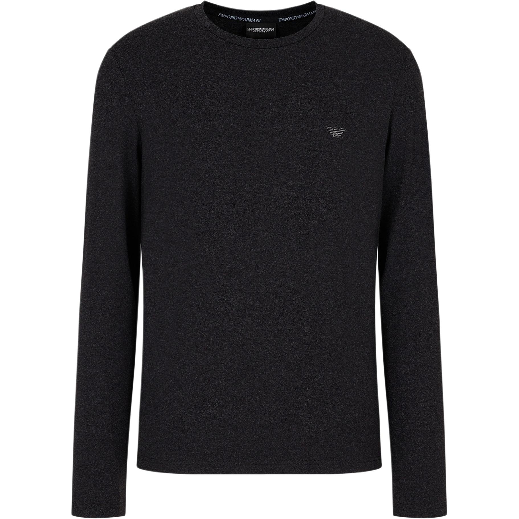 

Emporio Armani Round Neck Solid Color Eagle Logo Embroidered Long Sleeve T-Shirt Men tops Black 111653-4F584-00020 XL
