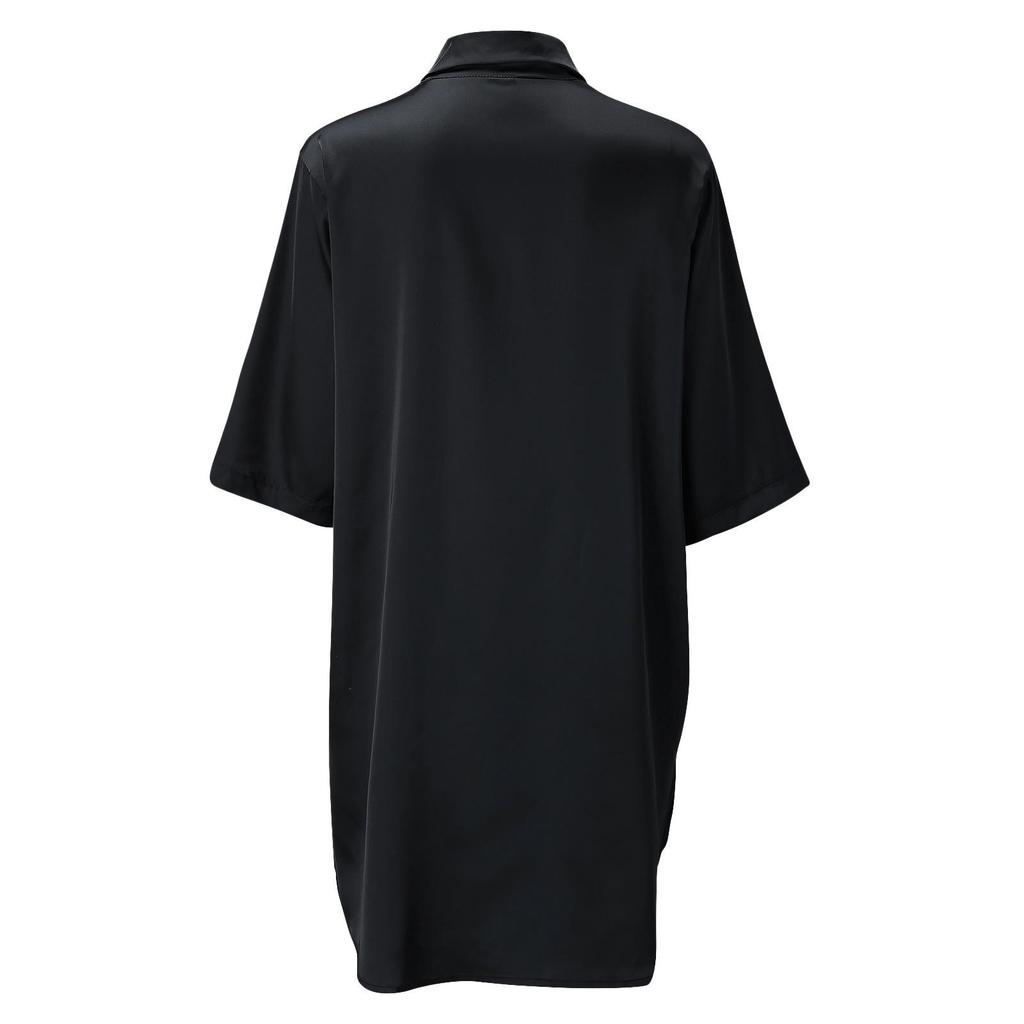 European & American Women's Silky Shirt: Solid Color, Sexy, Smooth Pajamas, and Comfortable Home or Outerwear.