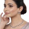 Rhodium-Plated with Silver-Toned White Cubic Zirconia & American Diamond Studded Necklace and Drop Earrings Jewellery Set for Women