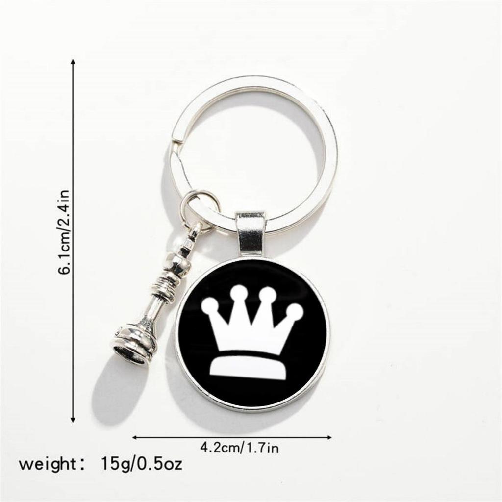 European Retro Electroplated Metal Chess Pendant Keychain