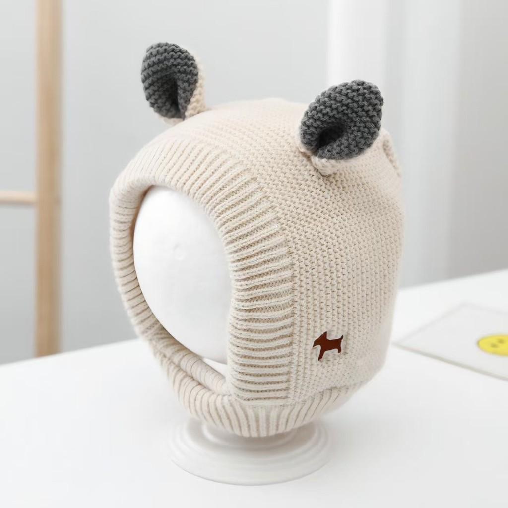 Baby Kids Knit Hat With Cute Dog And Bear Ears For Winter Warmth And Windproof Protection