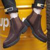 Fashion Men's Chelsea Boots Anti Slip Snow Boots Faux Suede Slip-On Round Toe Platform Warm Short Boots Size 38-47