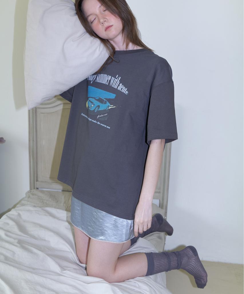 Aente Satin Lace Mini Skirt - Sky Blue