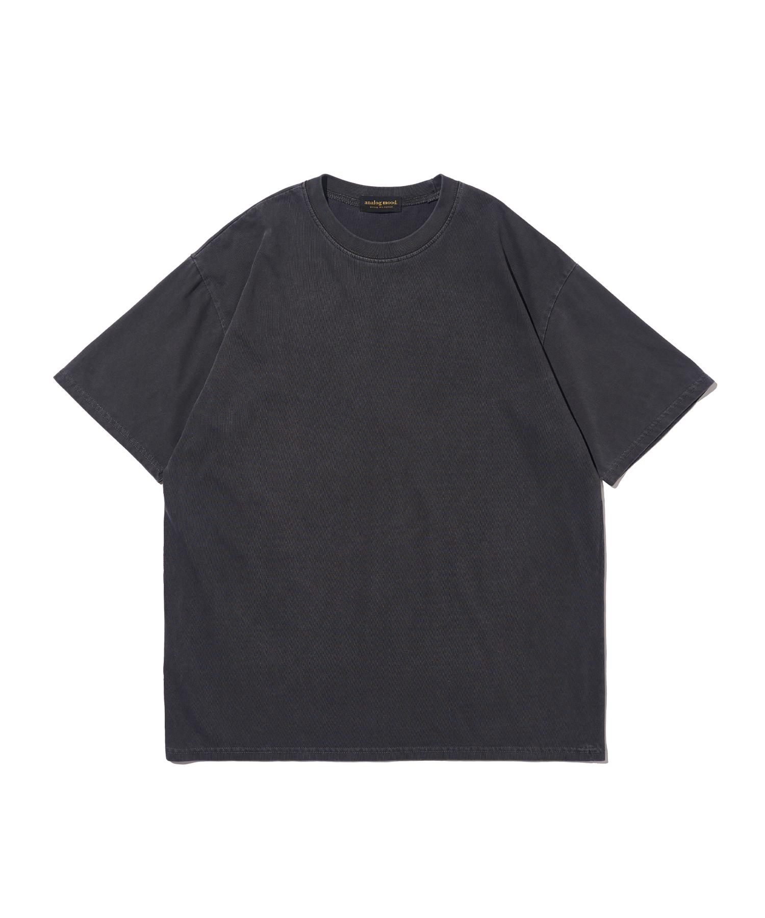 Analog Mood Basic Plain Pigment Short Sleeve T-Shirt (Charcoal) Free