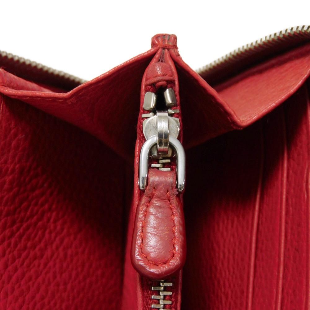 Used 11569 Vitello Phoenix Zip Around Wallet 1ML506 2E8V F001 7940 Red Zip Around Logo Metal Rosso Unisex from Japan
