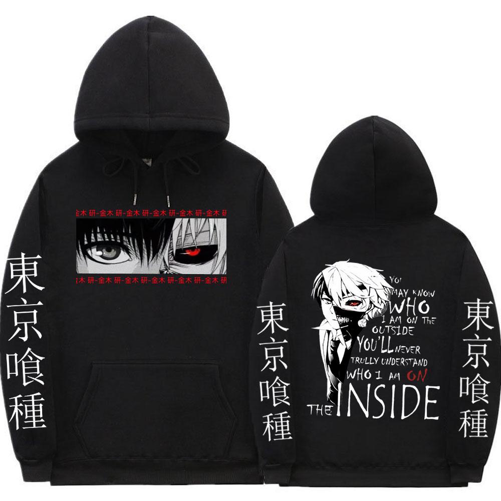 Japanese Anime Kaneki Ken Tokyo Ghoul Graphics Print Hoodie Men's Women Fashion Gothic Cool Hooded Sweatshirts Unisex Streetwear