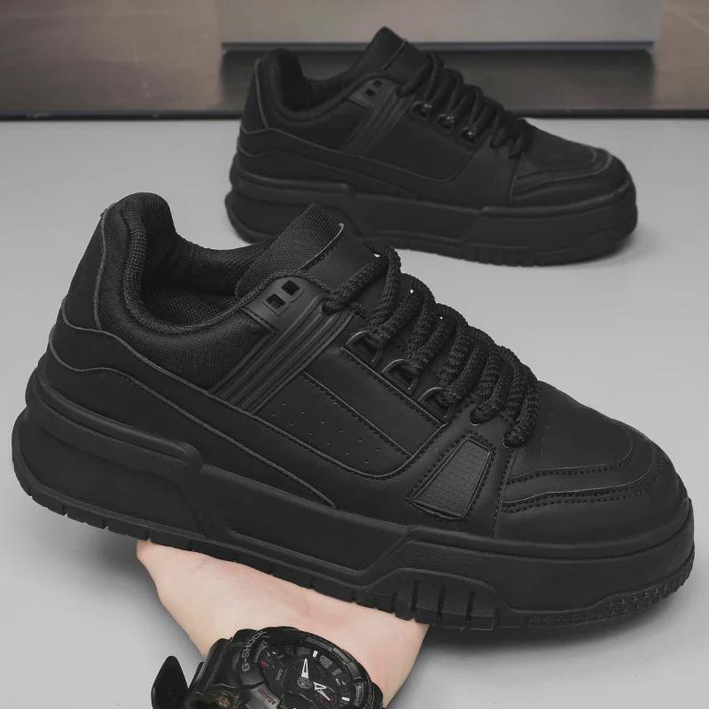 Black Warrior Men's 2024 Casual Kitchen Work Shoes: Thick Sole, Autumn/Winter Bread Chef Sneakers