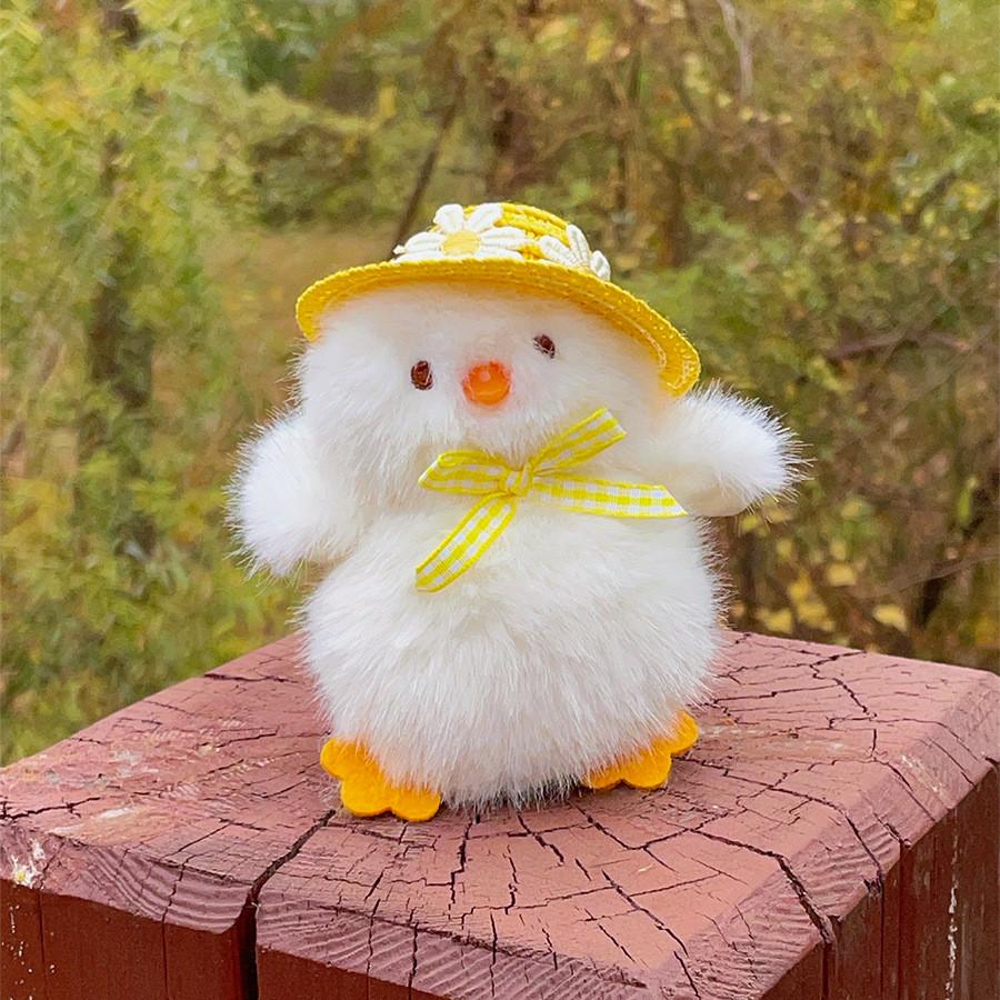 Cartooninspired Bird Plush Accessory With Straw Hat For Daily Use And Gift