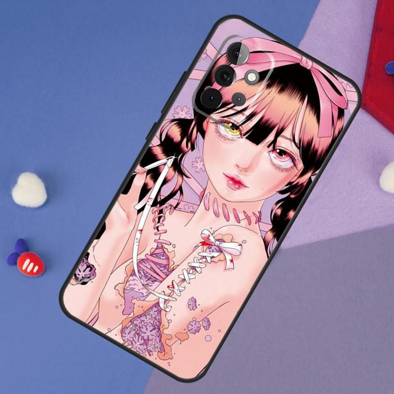 Cartoon Girl Aesthetic Case For Samsung Galaxy A52 A53 A33 A13 A34 A54 A14 A35 A55 A15 A56 A36 A26 A16 A06 A22 A32