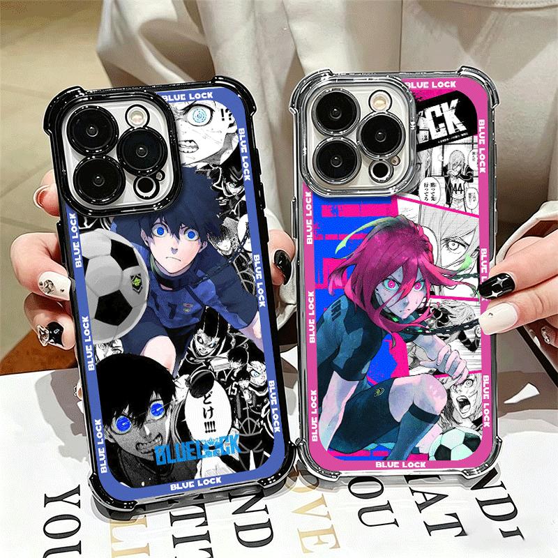 Anime Blue L-Lock Manga Soft Phone Case For iPhone 15 16 17 Air 14 Pro Max 16E Plus 13 12 Mini Plating Anti-Fall Fundas