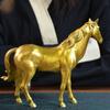 Gold-Toned Brass Horse Figurine Decorative Standing Sculpture Craft Piece