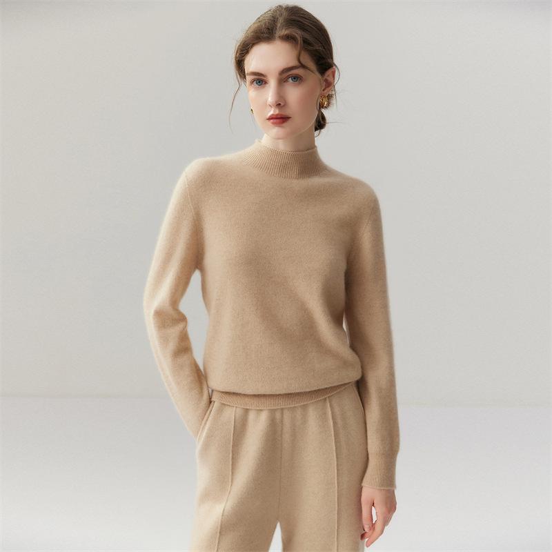 Lekasha Women's 100% Pure Cashmere High-Neck Sweater - Warm 12-Gauge Knit Base Layer