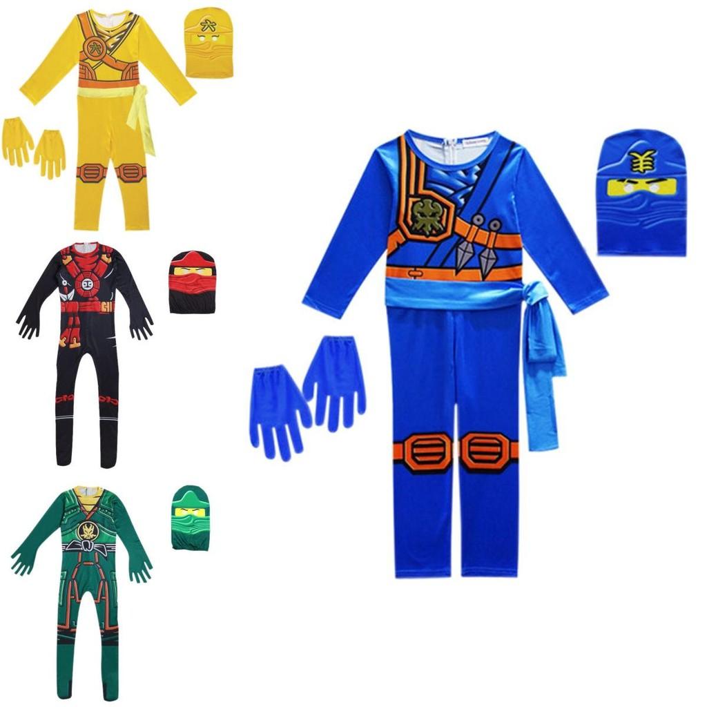 Cool Ninjago Inspired Kids Cosplay Party Clothes Set With Glove Hat And Jumpsuit