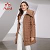 Astrid 2025 New Women's Winter Jacket Hooded Belt Long Parkas Warm Padding Puffer Plaid Quilted Coat Down Jacket Thick Snow Wear DR-055Y