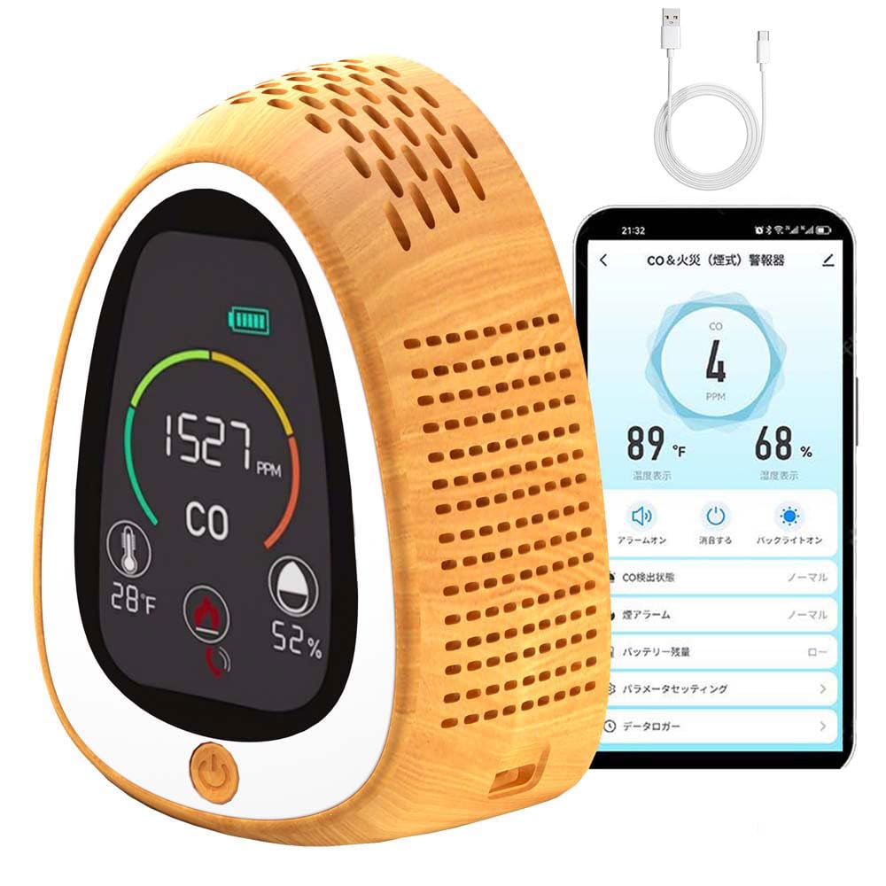 

Carbon Monoxide Remote PPM Measurement Camping Includes Japanese Instruction Manual 4-in-1 Checker, Detector, iOS/Android Compatible, Real-time
