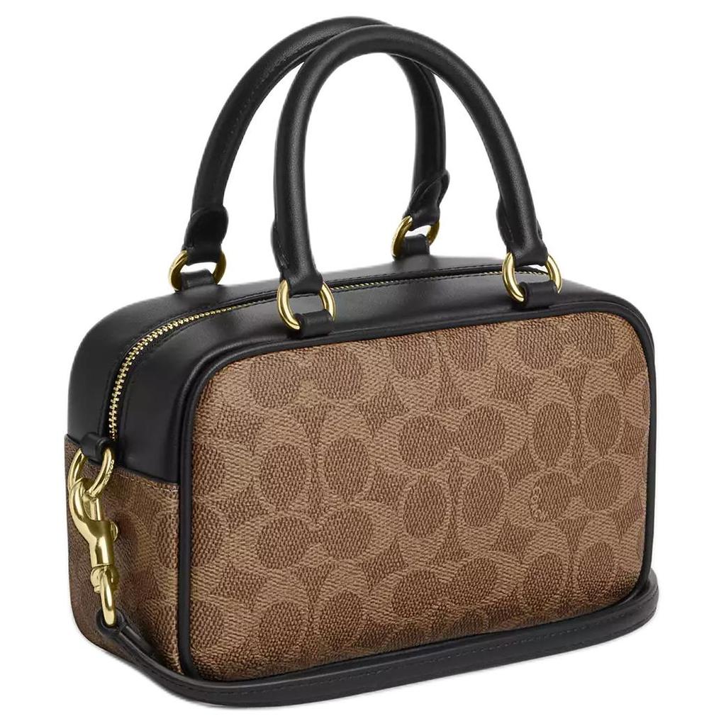 Coach Mini Crossbody Bag Canvas Leather Khaki Black Gold Hardware Handbag for Women Daily Commute Travel Shopping CW197-IMQRX