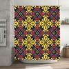 Decorative Fabric Shower Curtain Kawaii Flower Print, Black Red Yellow Pink Floral Pattern Waterproof Bathroom Decor DIY Handmad