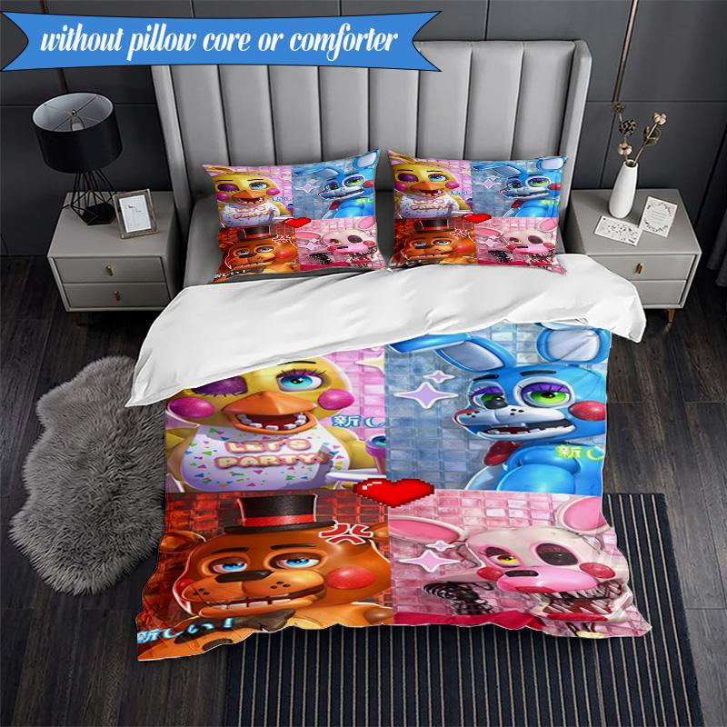 Set Biancheria da Letto Festa Five Nights 3 Pezzi, Include 1 Copripiumino e 2 Federe Perfetto per Camera da Letto, Dormitorio, Regalo di Natale per Fan