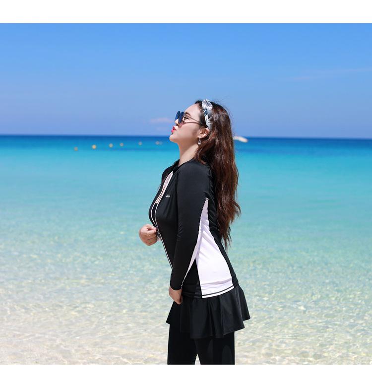 Plus-Size Women's Two-Piece Diving Suit, XL, Long Sleeves & Pants, Sun Protection, Slimming, Jellyfish-Resistant, 5-Piece Set