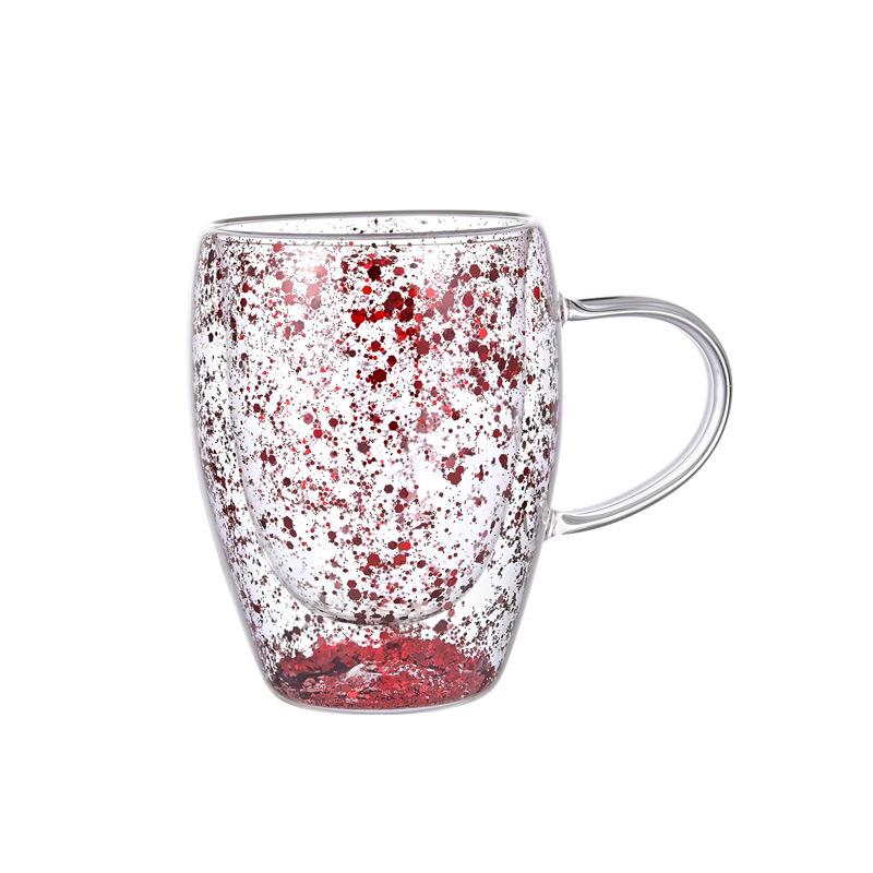 Cană de cafea din sticlă cu două straturi, rezistentă la temperaturi ridicate, cu mâner