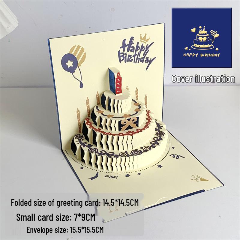 Handmade 3D Pop-up Birthday Cake Greeting Card