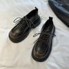British style small leather shoes women's 2025 spring new retro Japanese thick-soled heightening lace-up Internet celebrity loafers women's single s
