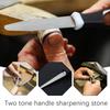 Double-sided Knife Sharpener for Kitchen, Flat & Curved Blade Whetstone with Easy Grip Handle, Home Sharpening Machine Tool