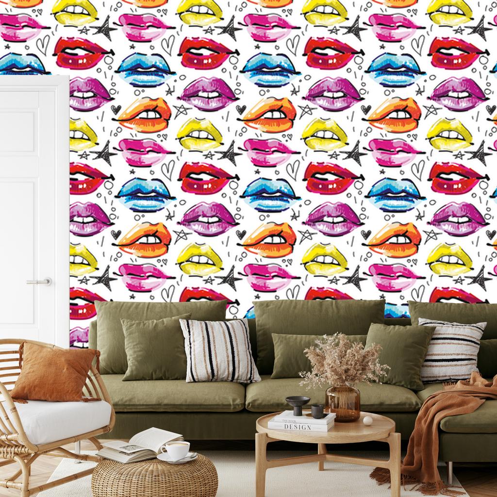 Colorful Lips Wallpaper for Living Room and Bedroom 50x1000