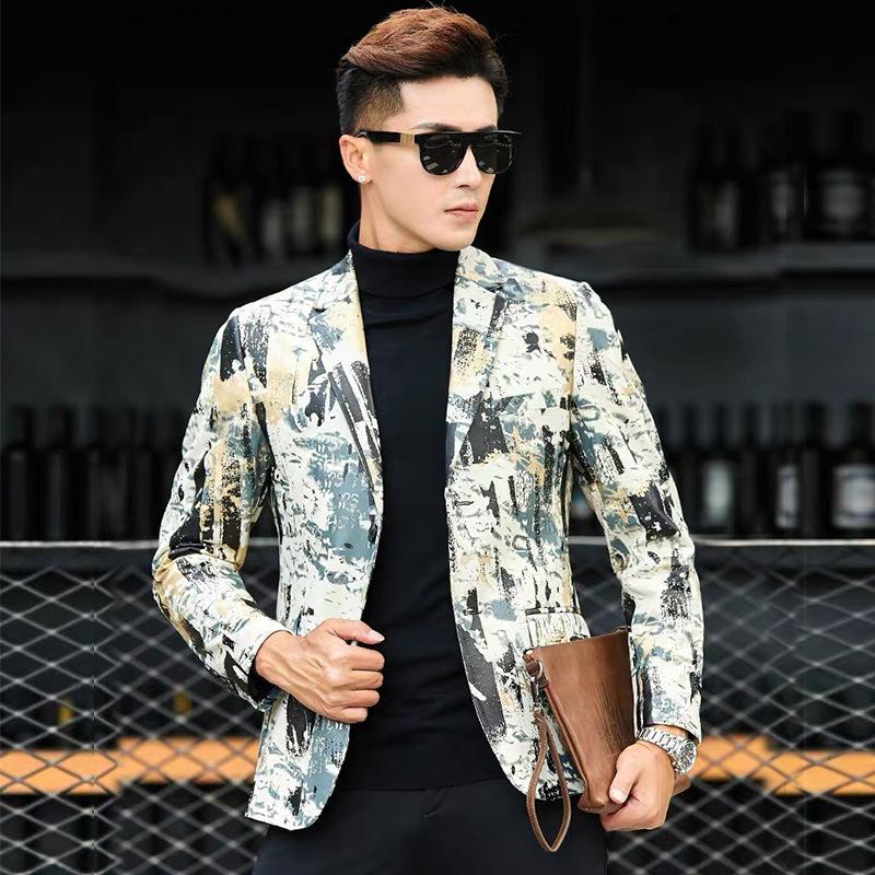 

Куртка из натуральной кожи, мужской костюм из овчины с принтом, белая однослойная куртка, облегающий пиджак, весенне-осенний тренд XXL