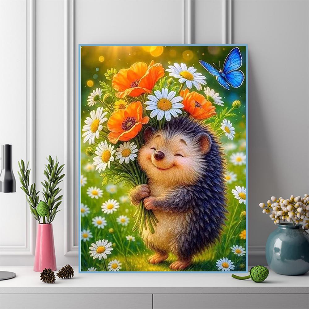 Schattige Egel Diamant Schilderen Kunst Dierenpatroon voor Volwassenen Beginners DIY Likes Diamant Mozaïek Margriet Klaproos Bloem Handgemaakt Cadeau