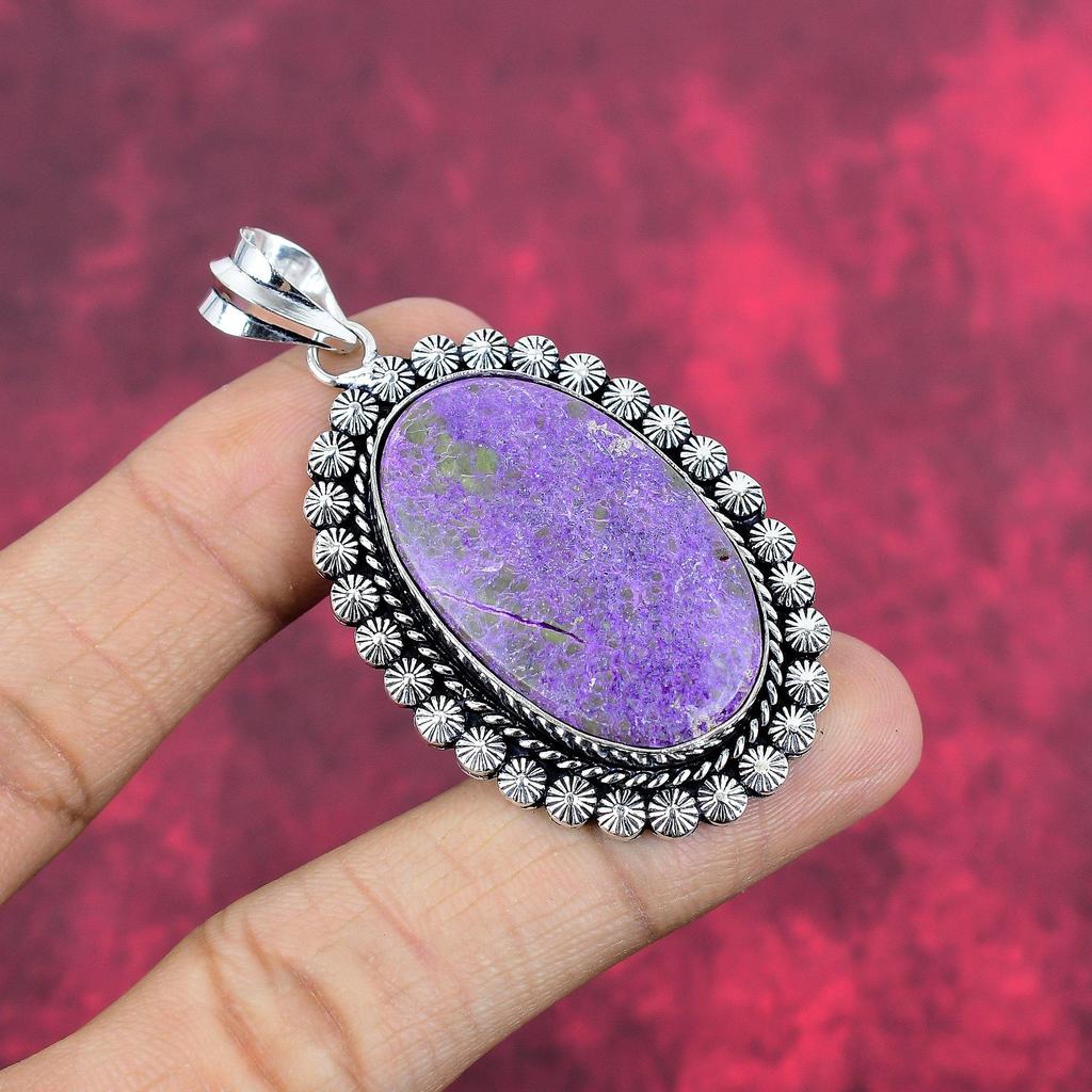Pendentif Purpurite, Bijou Pendentif en Argent Sterling 925, Bijou Pendentif Fait Main en Pierre Gemme pour le Memorial Day