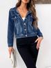Veste décontractée en jean pour femme Europe et Amérique 2025 avec boucle en cuivre