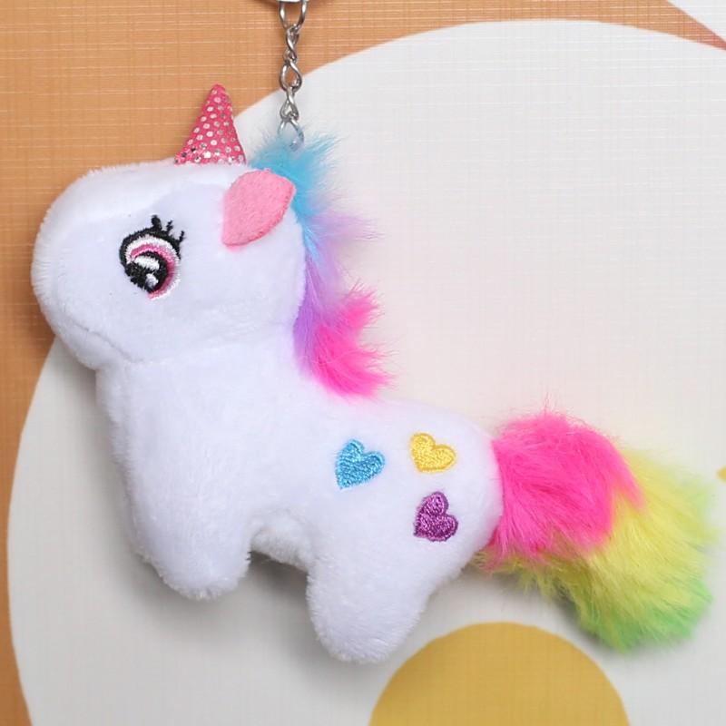 Candy Color Rainbow Unicorn Trendy Bags Street Stand Clothing Backpack Plush Toys Keychain Pendant