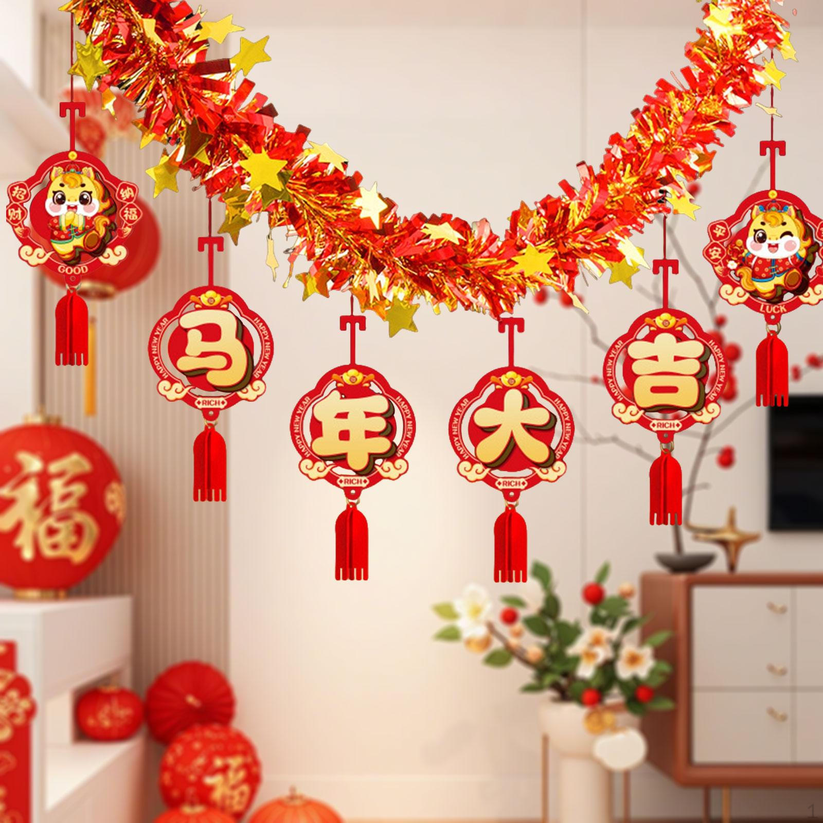 Chinese Year Garland Decoration Traditional,Red, Banner for Living Room Festival Luck