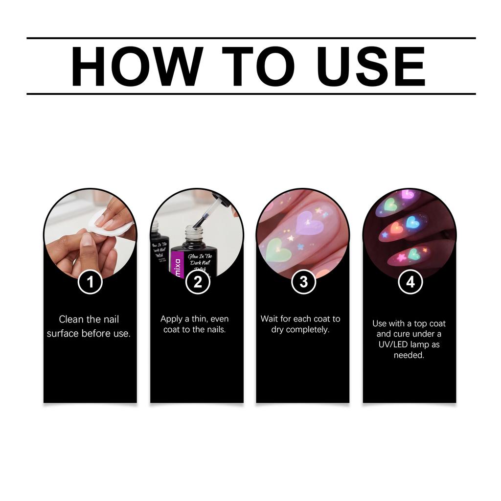 Nymixa Glow-in-the-Dark Nail Polish for Everyday Party Nail Art Decoration, Convenient Night-Glow Nail Polish
