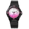 CASIO analog wristwatch LRW-200H-4EV women kids Cheap gloss black pink metallic overseas model.