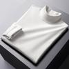 Men's Double-Sided Velvet Half-High Collar Long-Sleeve Black T-Shirt for Autumn and Winter