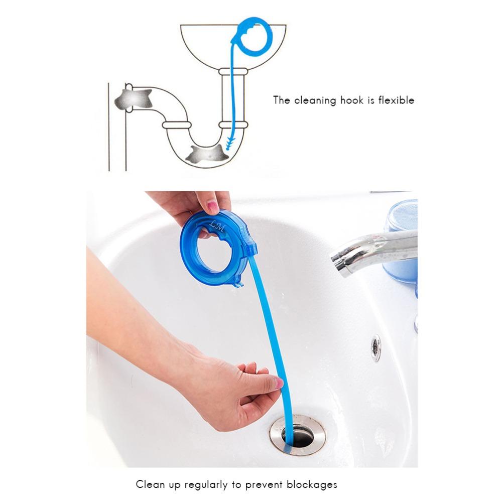 Blue Drain Hair Remover ABS Drain Opener Device Convenient Pipe Cleaner Tool for Sink Drains