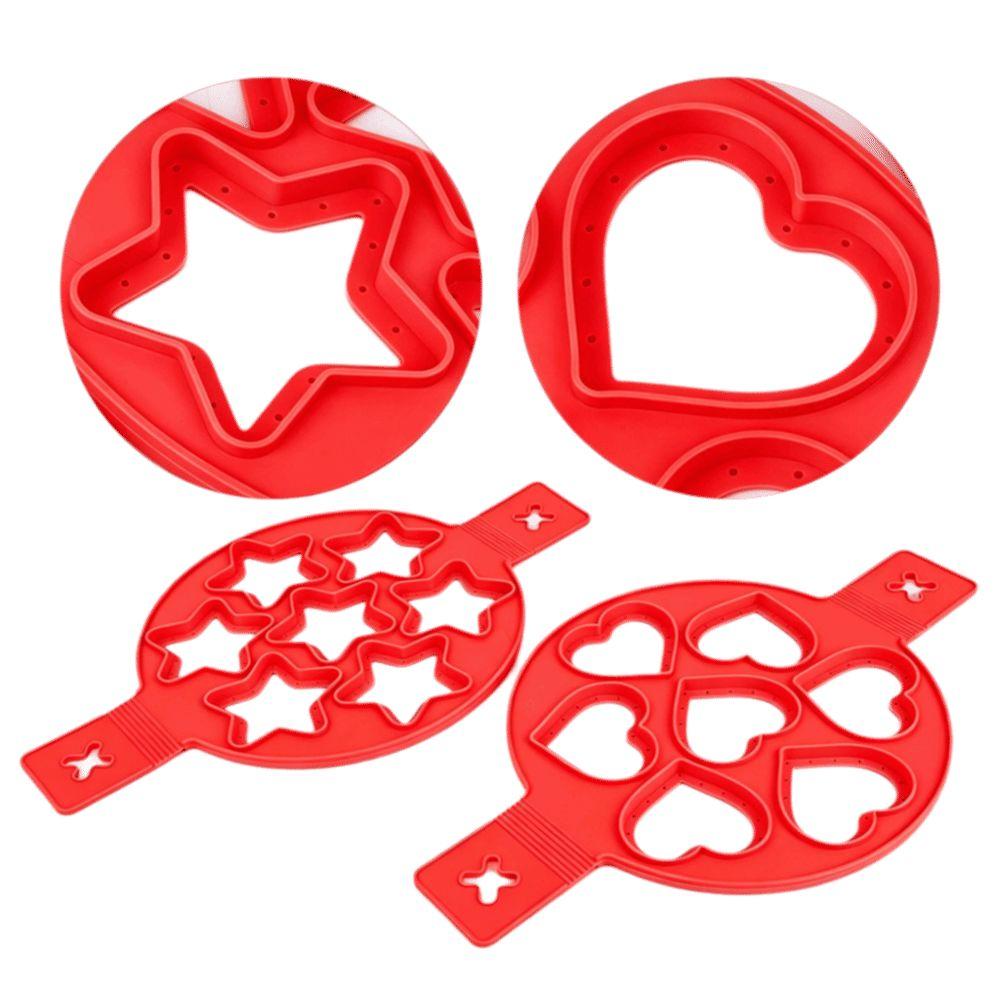 2pcs Non-Stick Silicone Egg Ring Star Heart Egg Cooker Pan Pancake Maker  Home Kitchen DIY Baking