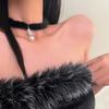 Elegant Mink Hair Plush Choker for Women Fashion Christmas Snowflake Pearl Pendant Necklace Wedding Party Jewelry Gift