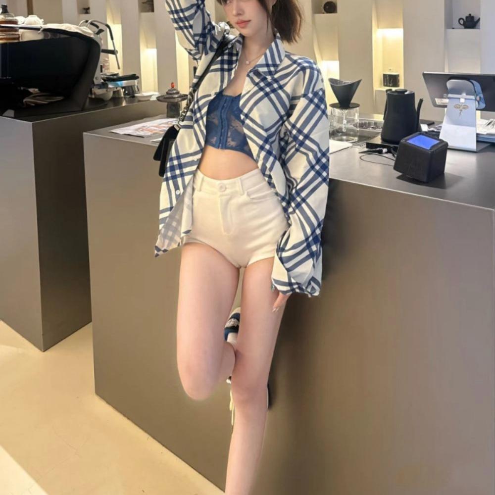 

Новый женский универсальный кардиган в полоску, рубашка с длинным рукавом, свободный повседневный топ для защиты от солнца, элегантный S синий