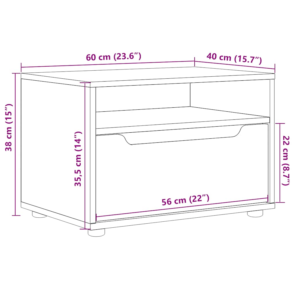 TV Cabinet VISNES Concrete Grey 60x40x38 cm Engineered Wood
