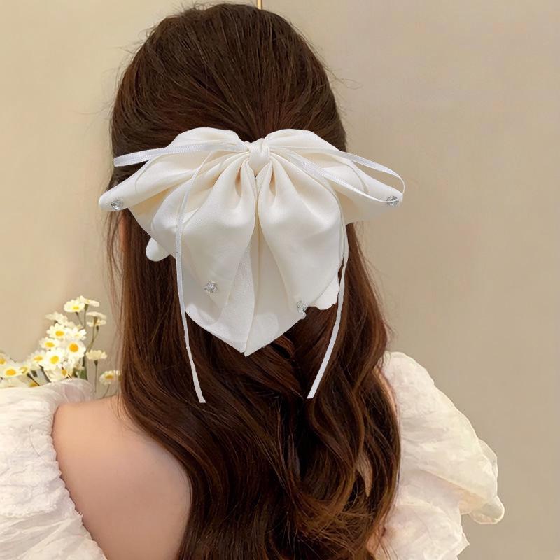 Elegant Retro Satin Bow Hair Clip for Women - Perfect for Low Ponytails and Head Ornaments